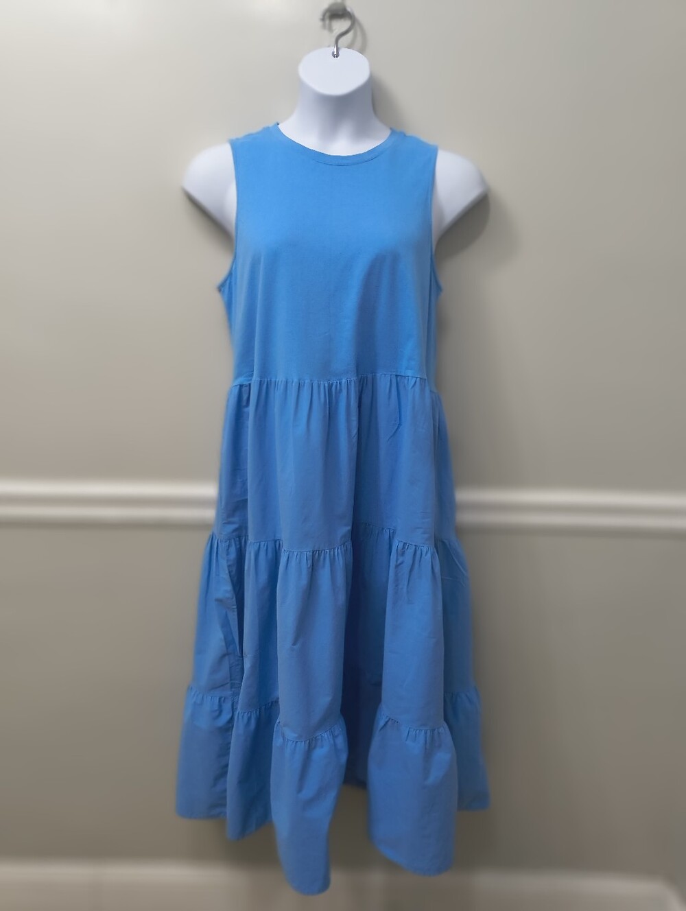 Nordstrom Blue Sleeveless Mixed Media Tiered Midi Maxi Dress XL Summer Versatile
